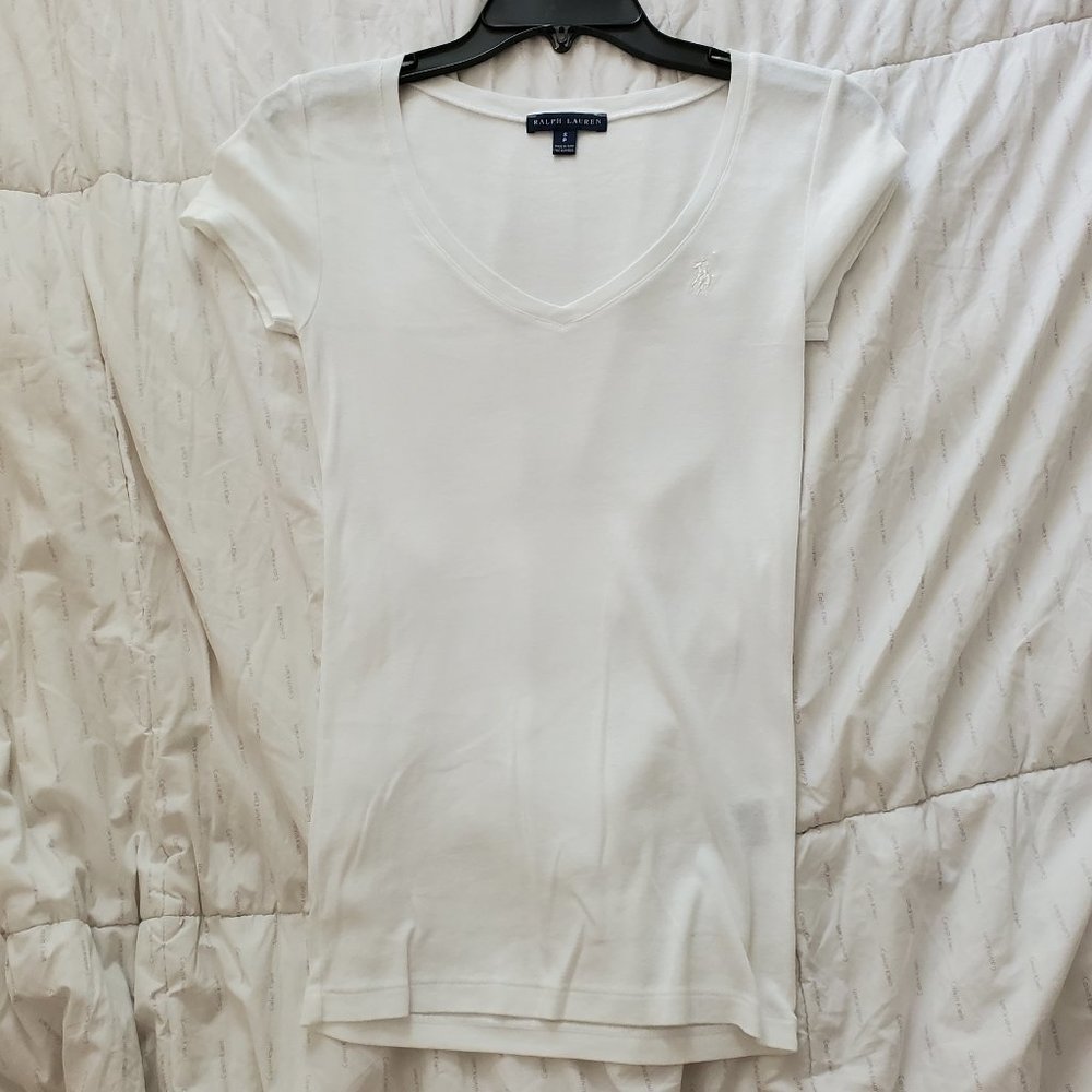 NEW Ralph Lauren V-Neck Skinny T-Shirt Small